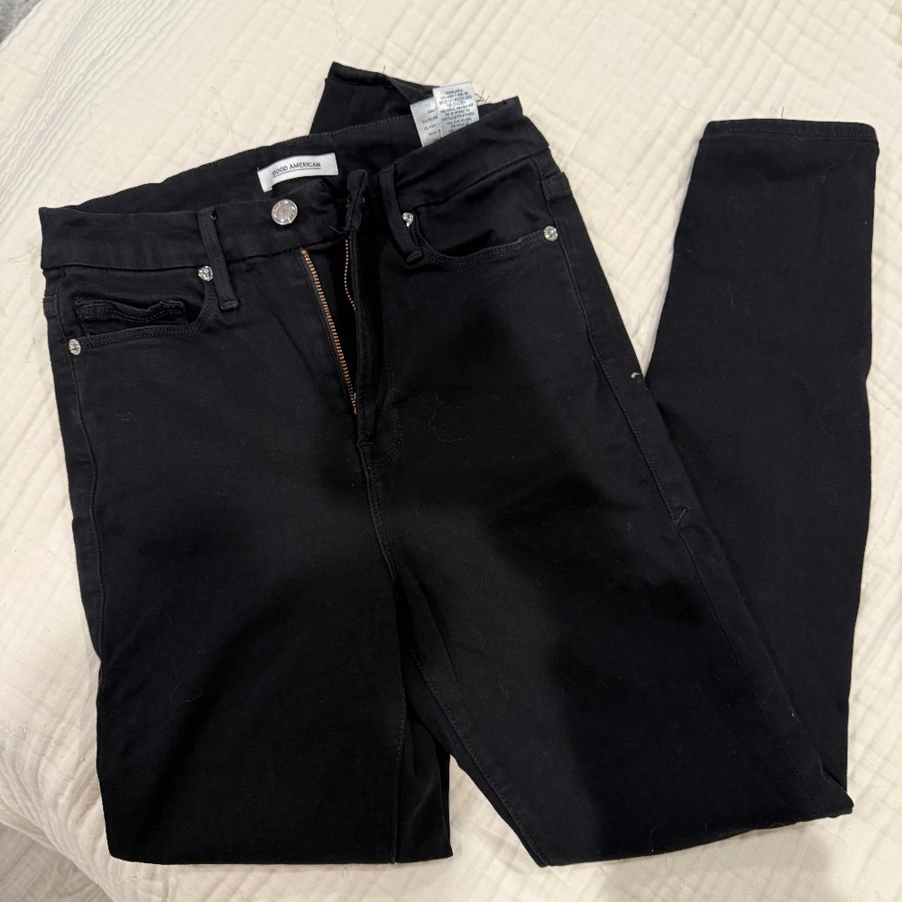 Good American Good waist black skinny jeans